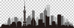 Shanghai Skyline, Silhouette, high-rise buildings PNG ...