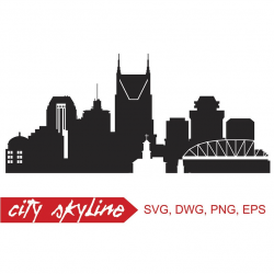 Nashville Vector Skyline, Nashville SVG, silhouette, Svg, Dxf, Eps, Ai, Cdr  files. Design elements, Silhouette clipart, Tennessee clip art
