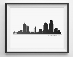 Durham NC Skyline Silhouette Printable Download - Black and ...