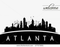 Atlanta USA skyline silhouette, black and white design ...