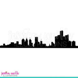 Detroit Skyline Silhouette Digital Clipart, Detroit Clip art, New York City  Graphics, City Skyline Silhouette Illustration, #1524