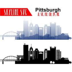 Pittsburgh vector skyline, Pittsburgh SVG, Pennsylvania city silhouette,  Svg, Dxf, Eps, Ai, Cdr, Studio3, Pittsburgh Skyline Clipart