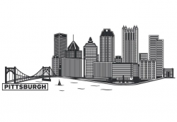 Pittsburgh Skyline Sketch | Wall Decal - Pittsburgh Skyline ...