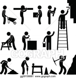 Clip Art Vector - Working construction hard labor. Stock EPS ...