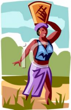 African Woman with a Basket on Her Head - Royalty Free ...