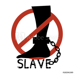 Vector silhouette of the leg in chains. A foot chained to ...