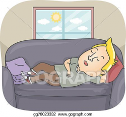 Vector Art - Man sofa sleep day. Clipart Drawing gg78023332 ...