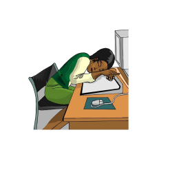 Table T-shirt Sleep Desk Name - Work is tired, lying on the table ...
