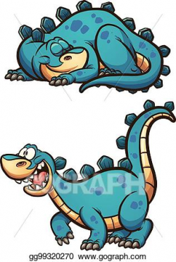 Vector Illustration - Sleeping awake dinosaur. Stock Clip ...