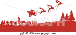 Vector Stock - Santa sleigh reindeer flying red silhouette ...
