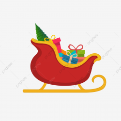Sleigh And Christmas Gift Element Design, Cartoon, Color ...
