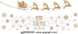 EPS Vector - Santa sleigh reindeer flying gold silhouette ...