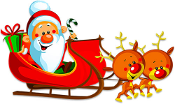 Santa, Rudolph, Sleigh - Free Christmas Clipart