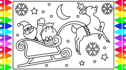 How to Draw SANTA'S SLEIGH Step by Step for Kids| Santa Claus Sleigh  Coloring Page | Christmas