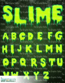 Spooky Slimy green letters Clipart, ooze toxic green melting ...