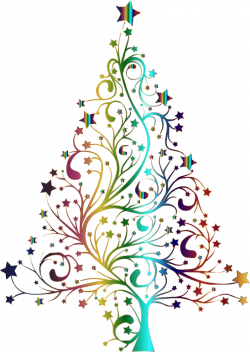 Clipart - Starry Christmas Tree Prismatic No Background