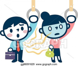 Clip Art Vector - Women troubled smell of body odor by train ...