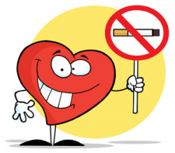 No Smoking Clipart Image - Cartoon Healthy Heart Character Holding a ...