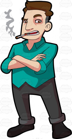 Man Smoking Cigarette Clipart