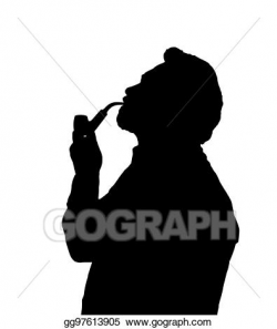 Vector Stock - Silhouette of bearded man smoking pipe ...