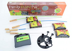 Family Fun Pak Marshmallow Roaster Sticks cooking, roasting hotdogs at  backyard patio campfire. Extending Family Fun camping outdoors by fire pit  ...