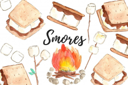 Watercolor Smores Camping Clip Art #color#backgrounds#place ...