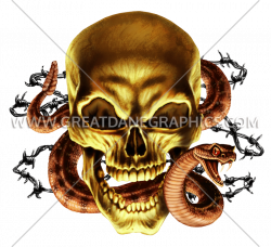Skull & Snake | Production Ready Artwork for T-Shirt Printing