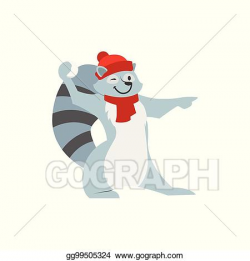 Vector Art - Cute raccoon character playing, throwing ...