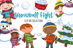 Holiday Snowball Fight Clip Art