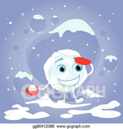 Vector Clipart - Snowball red gloves cartoon character ...