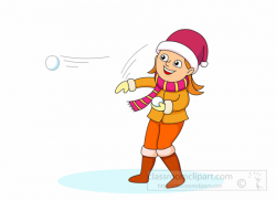 Girl-throwing snowballs clipart » Clipart Station