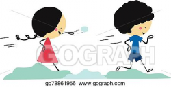 Vector Clipart - Doodle two kids play throw snowball. Vector ...