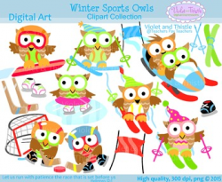 Winter Sports Games Owls Clipart Skiing Hockey Ice Skating ...