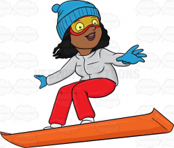 A Black Woman Basking In Merriment While Snowboarding ...