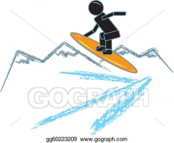 Vector Clipart - Stick figure snowboarding. Vector ...