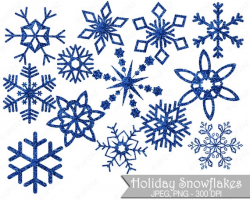 Glitter Snowflake Clipart, Blue Glitter Snowflakes ...
