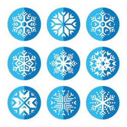 Snowflakes Round Blue Icon Set premium clipart - ClipartLogo.com