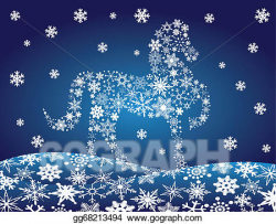 Vector Clipart - 2014 chinese horse with snowflakes night ...