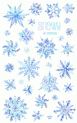 Snowy. Watercolor winter clipart, snowflakes, christmas ...