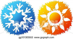Vector Art - Snowflake and sun symbol for air conditioning ...