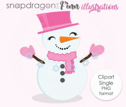 Snowman Clipart, snowman cute digital clipart, winter clipart, Christmas  clipart, happy snowman with scarf, Commercial License Included