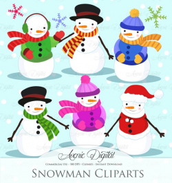 Christmas Snowman Clipart Scrapbook printables, holiday clip ...