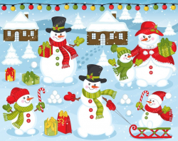 Snowman Clipart - Vector Snowman Clipart, Christmas Clipart, Snowmen  Clipart, Christmas Snowman Clipart, Snowman Clip Art