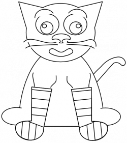 clipartist.net » Clip Art » cat in rainbow socks black white line ...