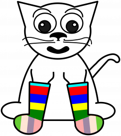 clipartist.net » Clip Art » cat rainbow socks bw animal super duper SVG