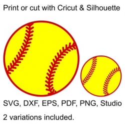 Softball Ball SVG file for Cricut & Silhouette, Softball SVG ...