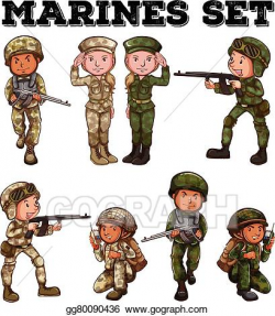 Vector Art - Man and woman in soldier uniforms. Clipart ...