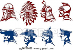 Vector Illustration - Blue and brown icons of warriors ...