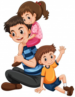 Padre con hija e hijo Vector Gratis | Papá | Family clipart ...