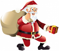Transparent Santa Claus with Red Gift PNG Clipart | Cismas | Pinterest